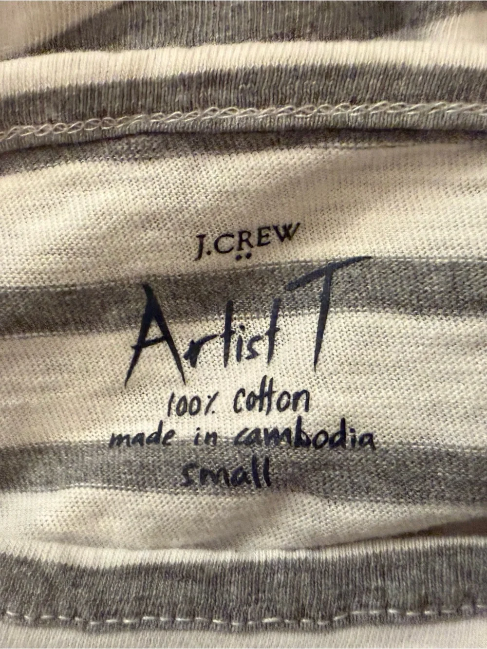 J Crew Gray and White Striped Long-Sleeve Women's Top Small Cotton READ